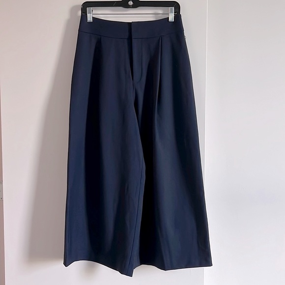Club Monaco Pants - Club Monaco Wool Extra Wide Leg Navy Trousers with front pleat